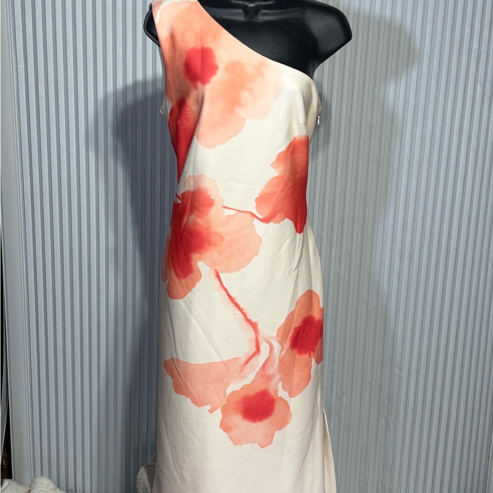 Donna Karan Red and White Pleated Sundress
